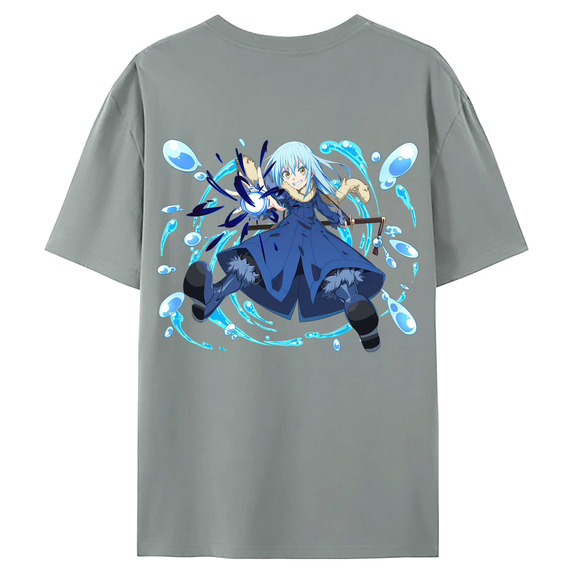 （画像用） 転スラ Regarding Reincarnated to Slime 綿100％ メンズ半袖Tシャツ（バックプリント） 通気性